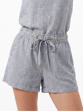 MICHAEL KORS | High-Waist Drawstring Belted Micro Stripe Shorts Women’s Size M